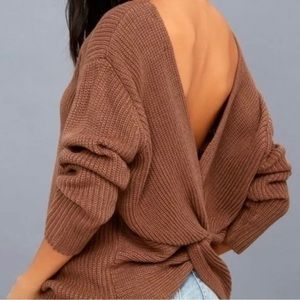 Backless sweater size large brown pull over knit sweater fall wear winter large